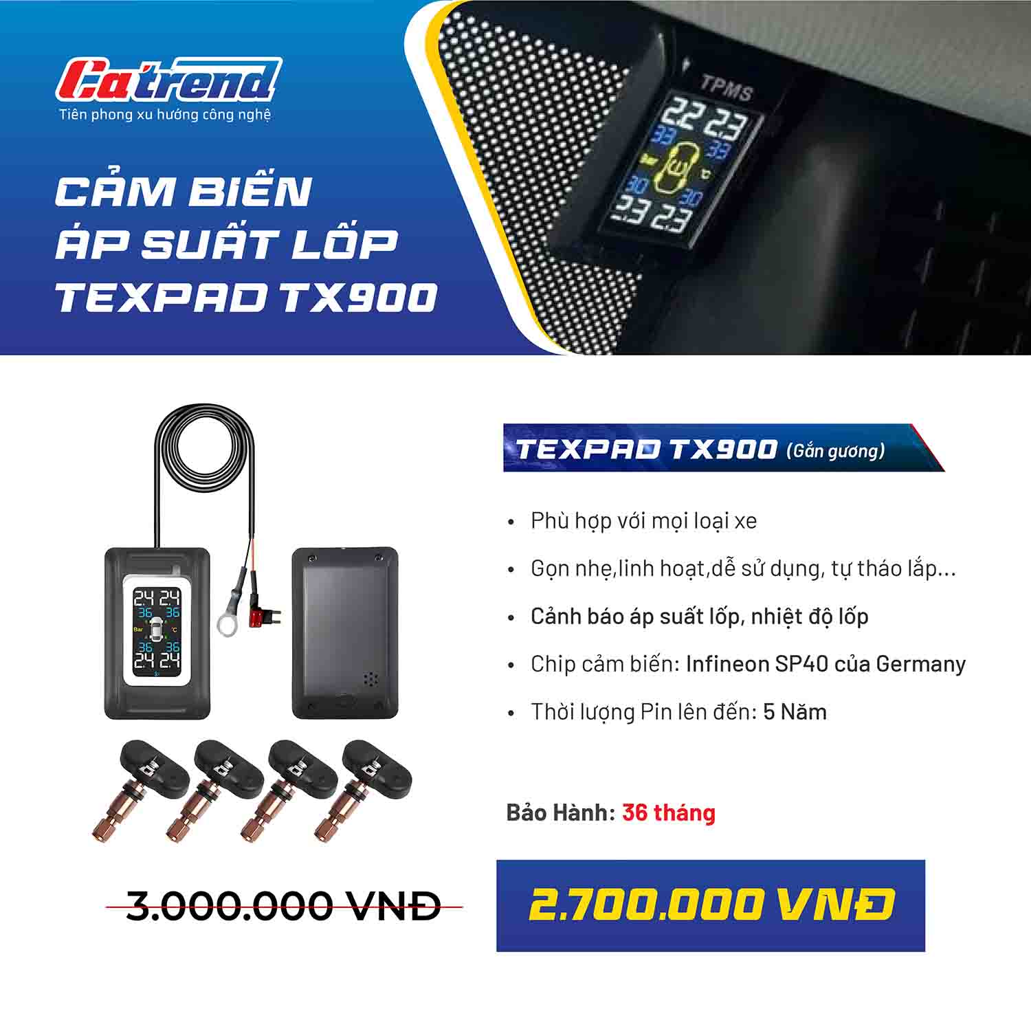 Cảm biến áp suất lốp Texpad TX900