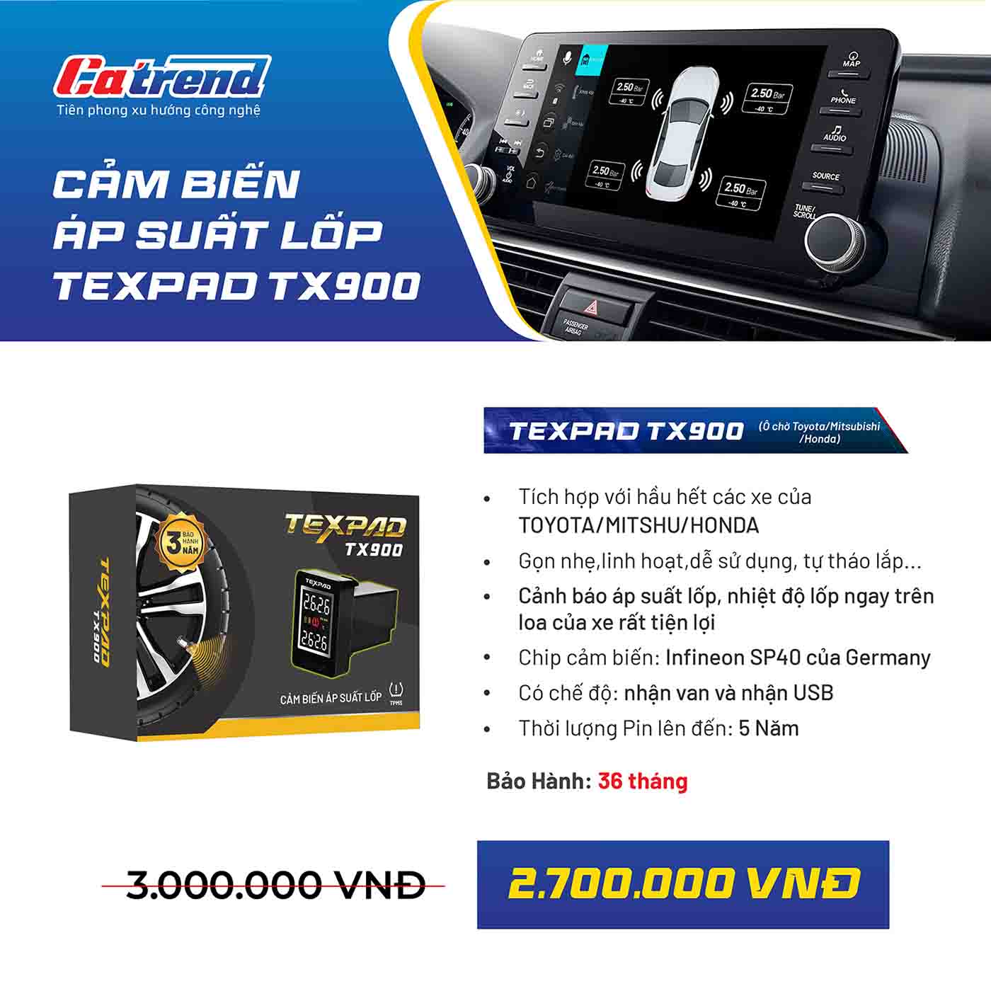 Cảm biến áp suất lốp Texpad TX900