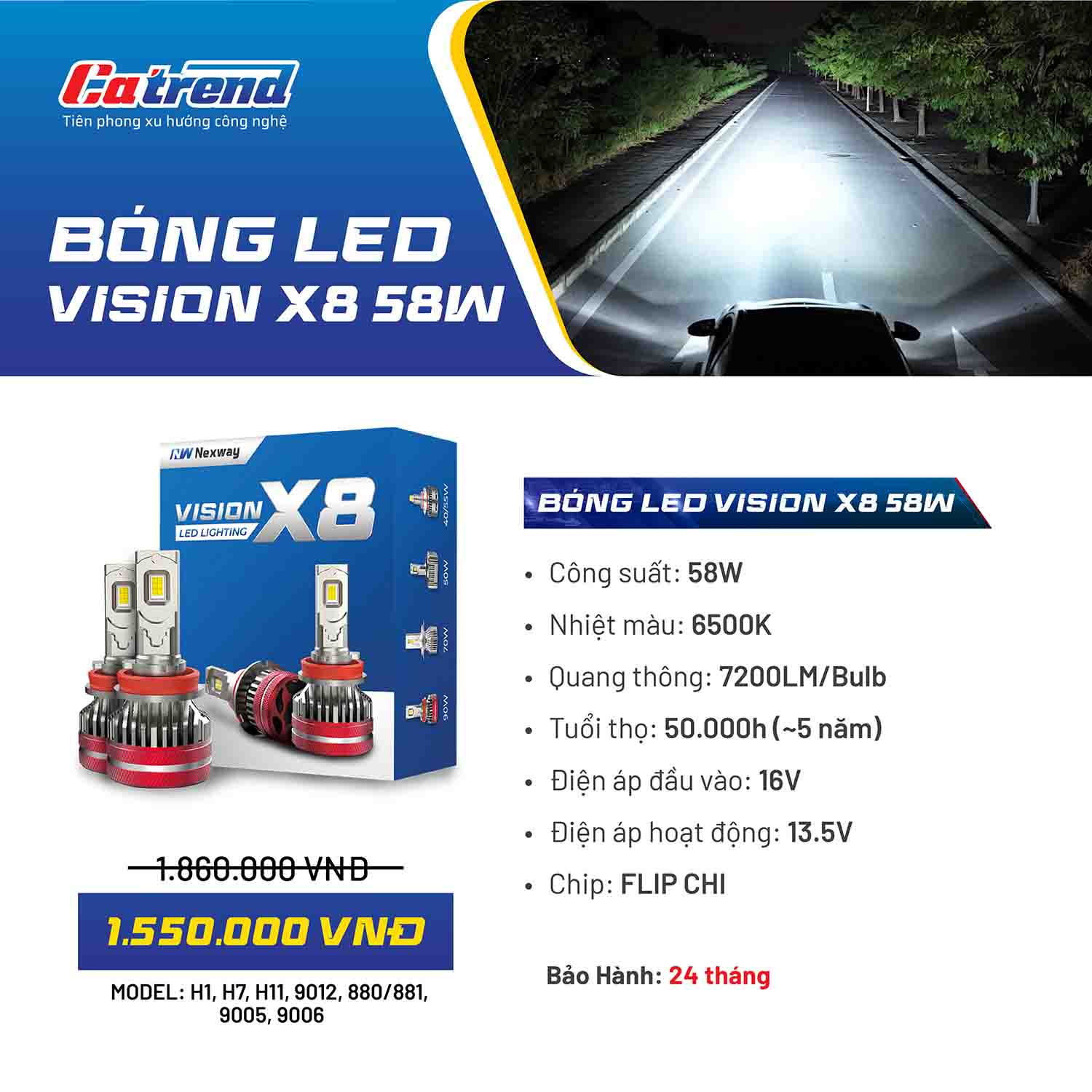 Đèn bóng Led Nexway Vision X8