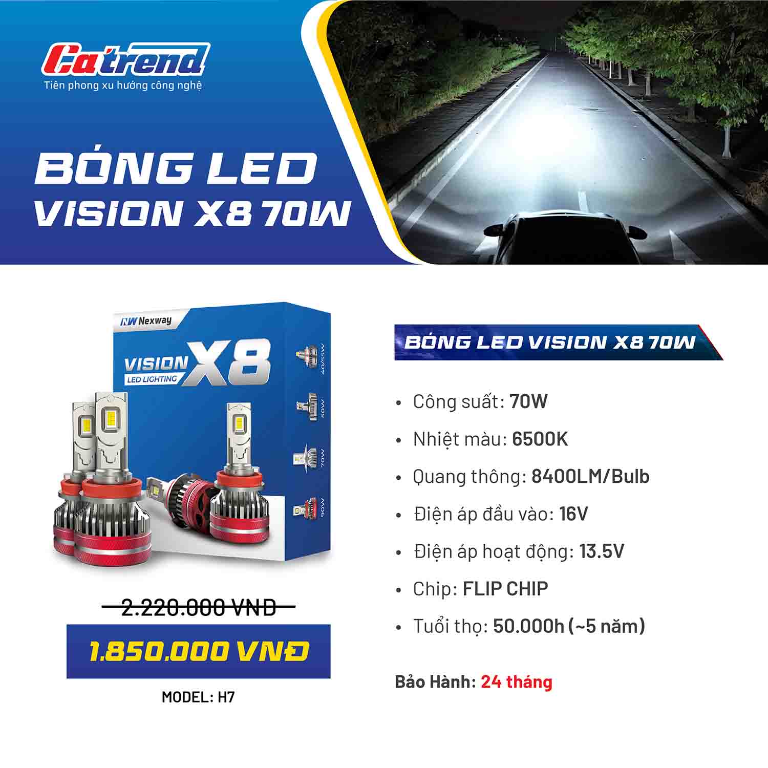 Đèn bóng Led Nexway Vision X8