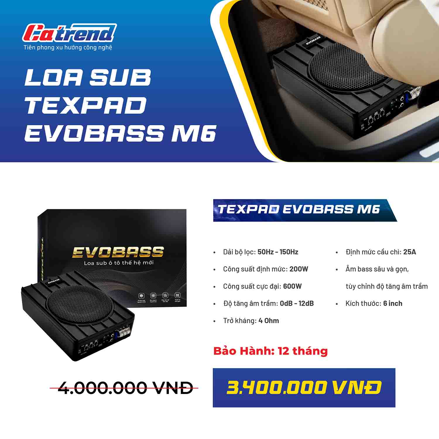 Loa sub ô tô Texpad Evobass M6